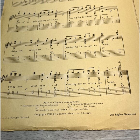 Swing Low Sweet Chariot Vintage Piano Sheet Music Chas Agnew Ukelele Guitar 30s - Picture 3 of 6